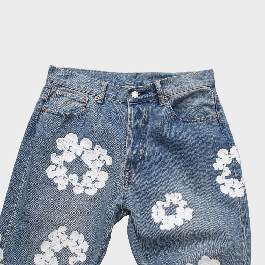 Denim Tears | Wreath Print Jeans | Black & Blue