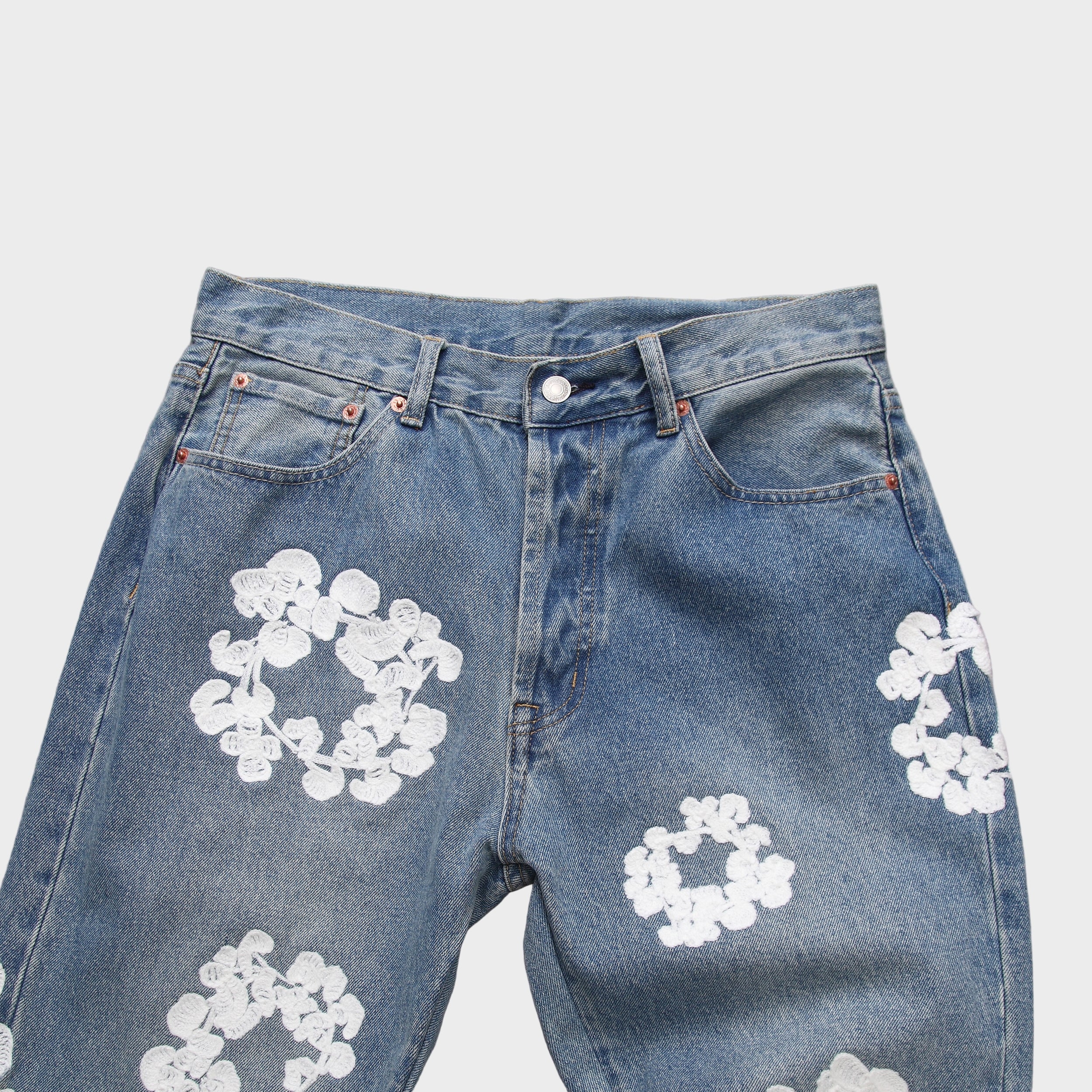 Denim Tears | Wreath Print Jeans | Black & Blue