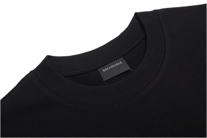 Balenciaga | Black Rhinestone Script Logo Tee | Oversized Fit Balenciaga