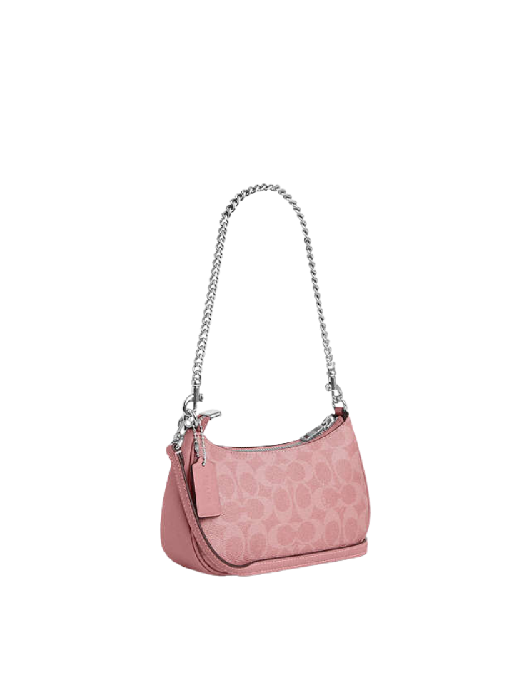 Coach | Teri Mini Crossbody Bag | Signature Canvas | Silver / Pink