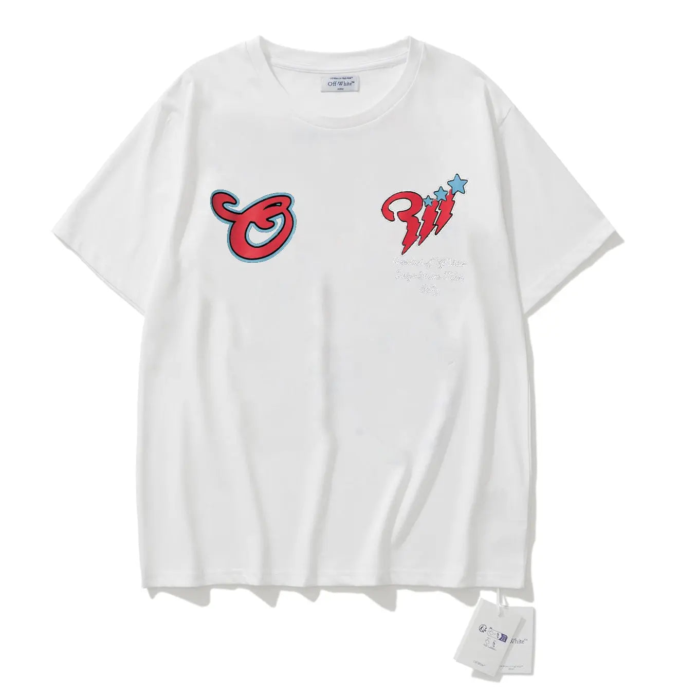 Off White | Retro Anime Graphic Tee | Red, White, or Two-Tone Off-White