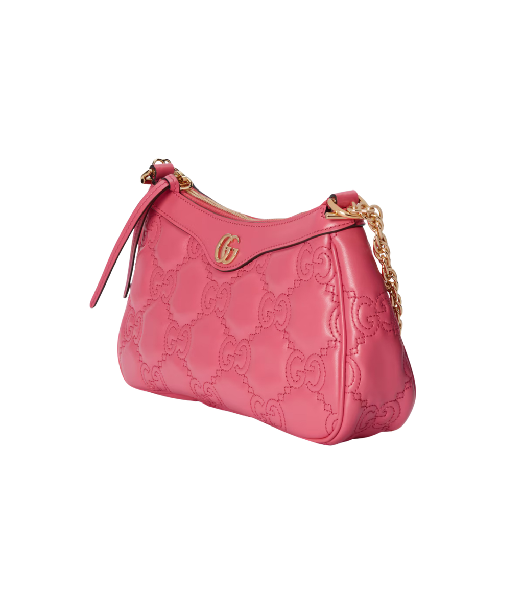 Gucci | GG Matelassé Handbag | Pink Leather with Gold Chain