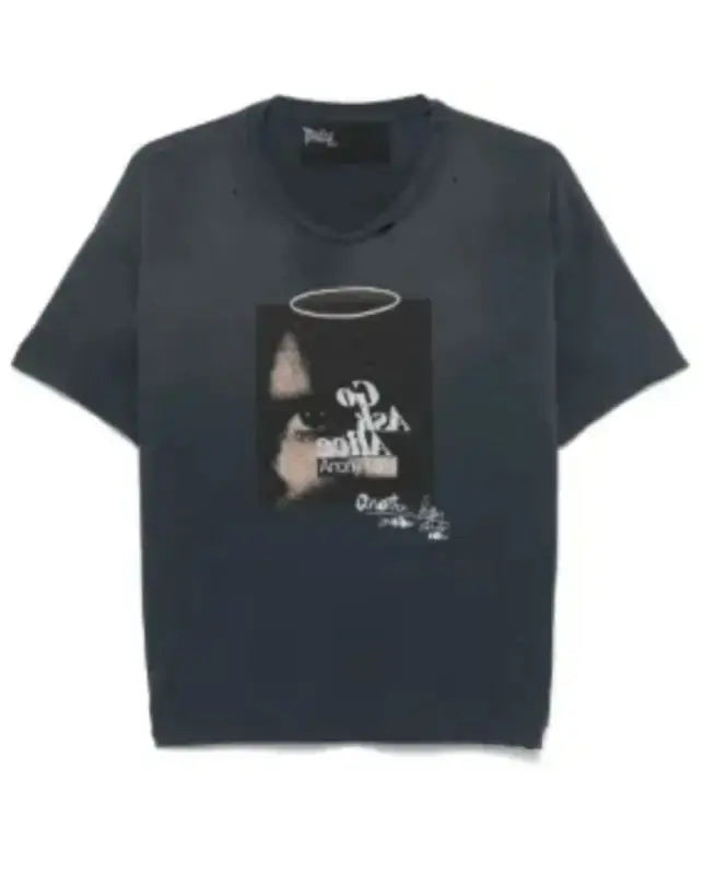 Rick Owens | Distressed Graphic T-Shirt | Black/Washed Rick Owens