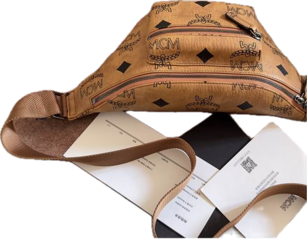 MCM | Cognac Visetos Belt Bag | Classic Monogram Leather | Gold Hardware