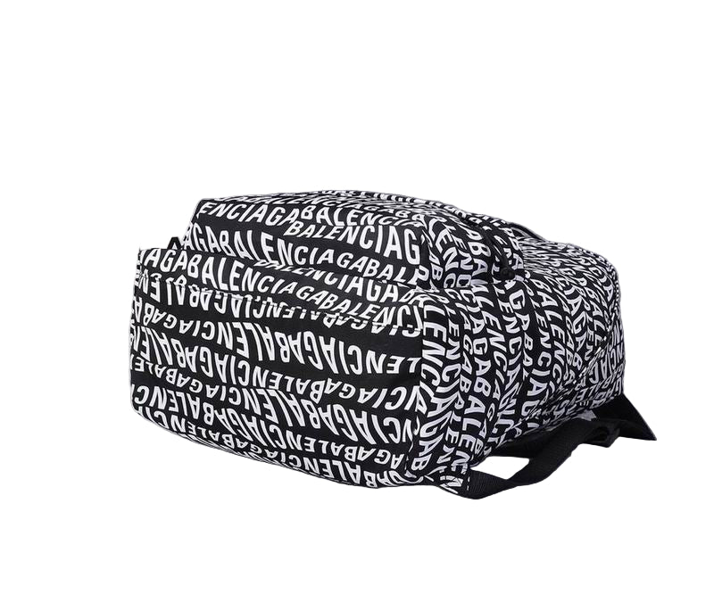 Black and white patterned bag with Balenciaga branding on a white background