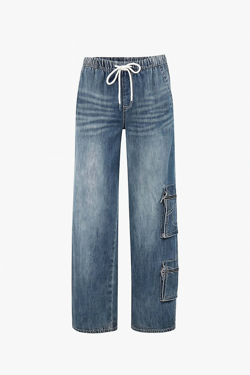 True Religion | Jessie Big T Cargo Jeans | Super Baggy Medium Wash