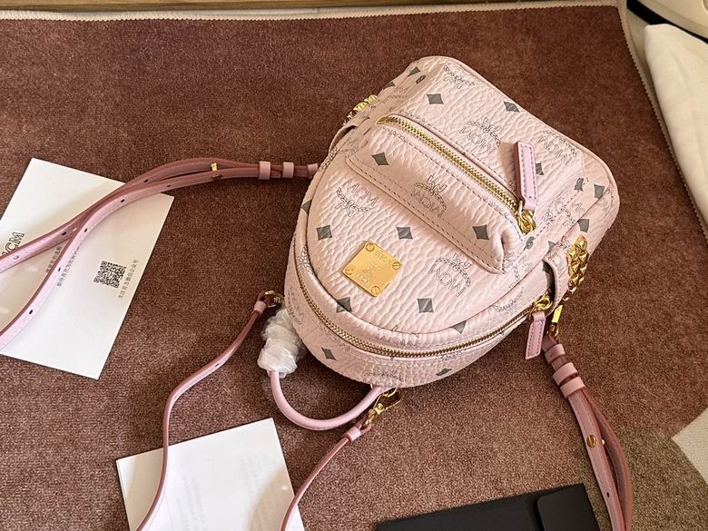 MCM | Pink Stark Mini Backpack | Monogram Leather | Gold Hardware
