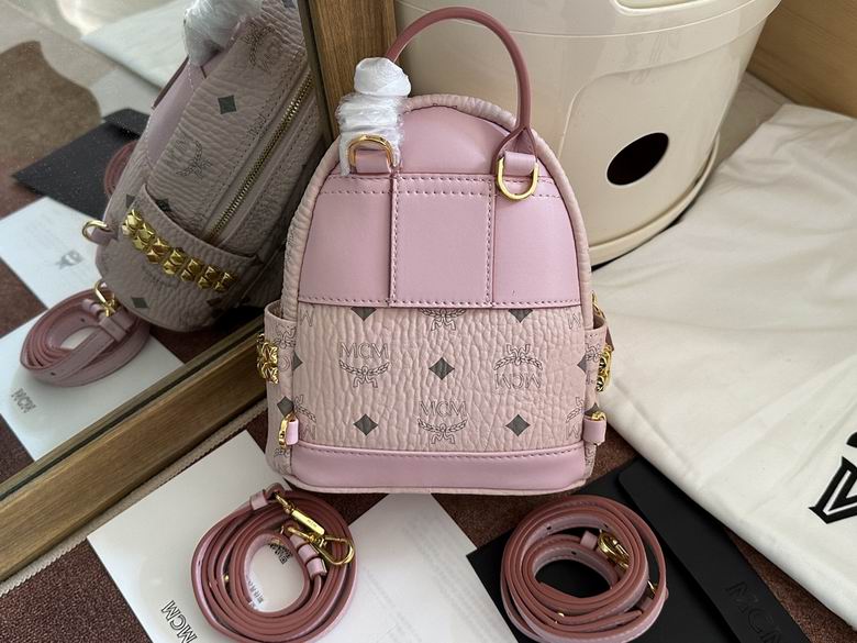 MCM | Pink Stark Mini Backpack | Monogram Leather | Gold Hardware