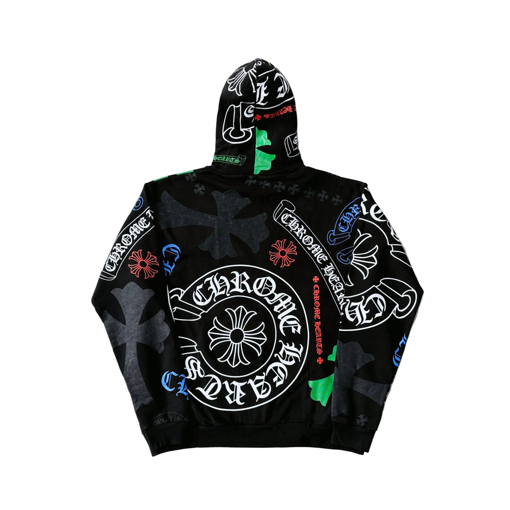 Chrome Hearts | Multi Logo Print Hoodie | Black | Rare Find Chrome Hearts