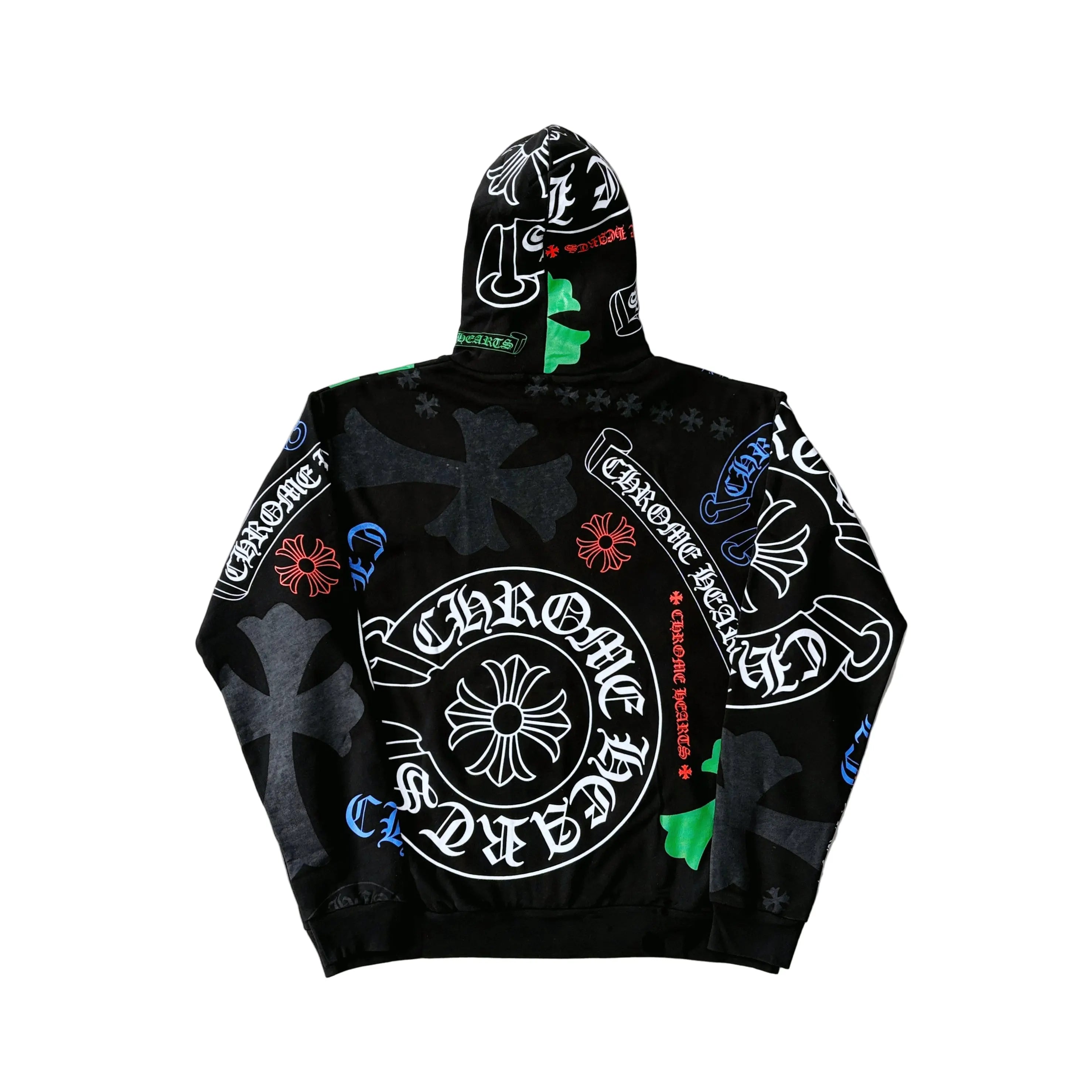 Chrome Hearts | Multi Logo Print Hoodie | Black | Rare Find Chrome Hearts