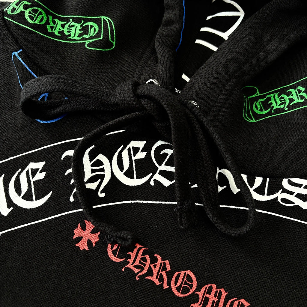 Chrome Hearts | Multi Logo Print Hoodie | Black | Rare Find Chrome Hearts