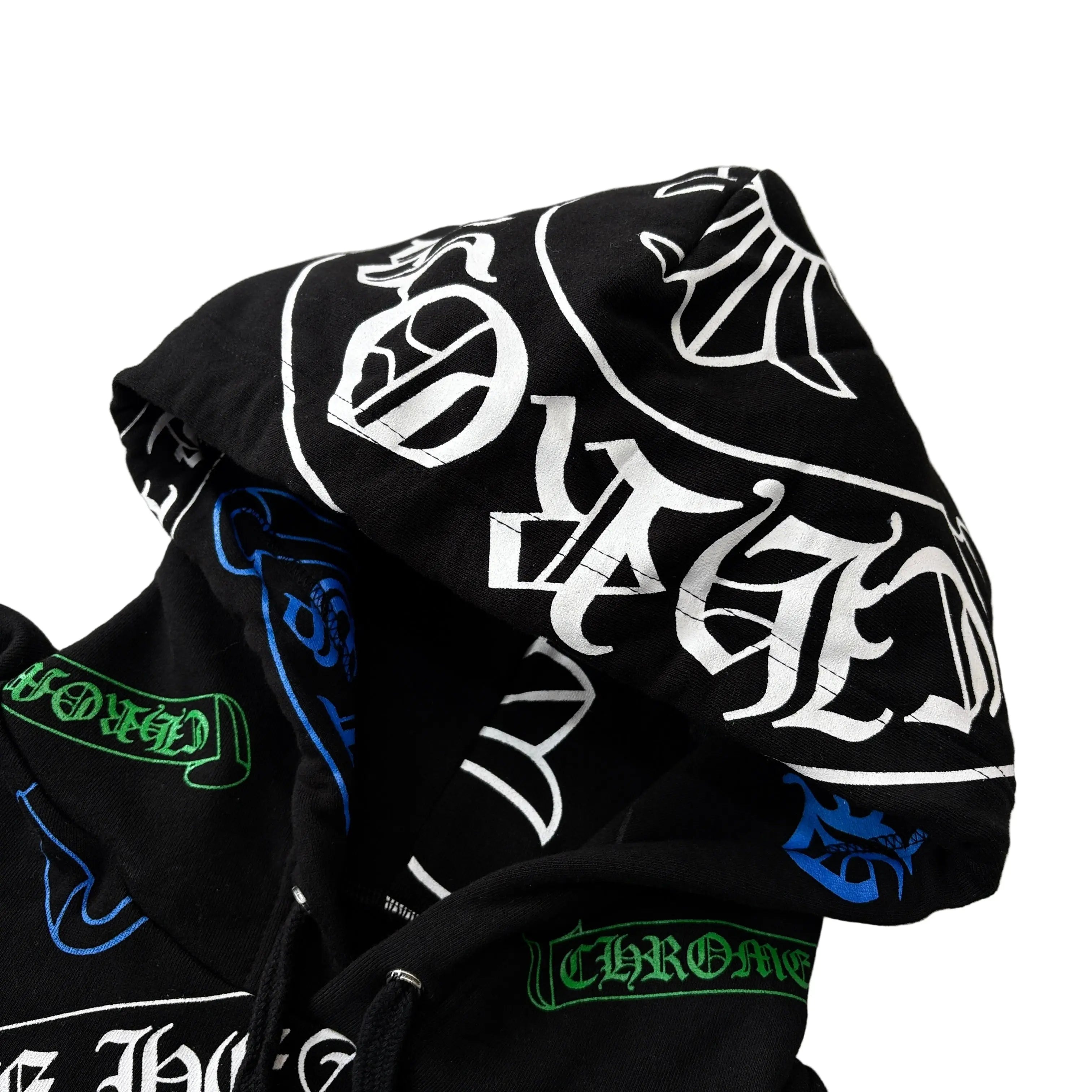 Chrome Hearts | Multi Logo Print Hoodie | Black | Rare Find Chrome Hearts