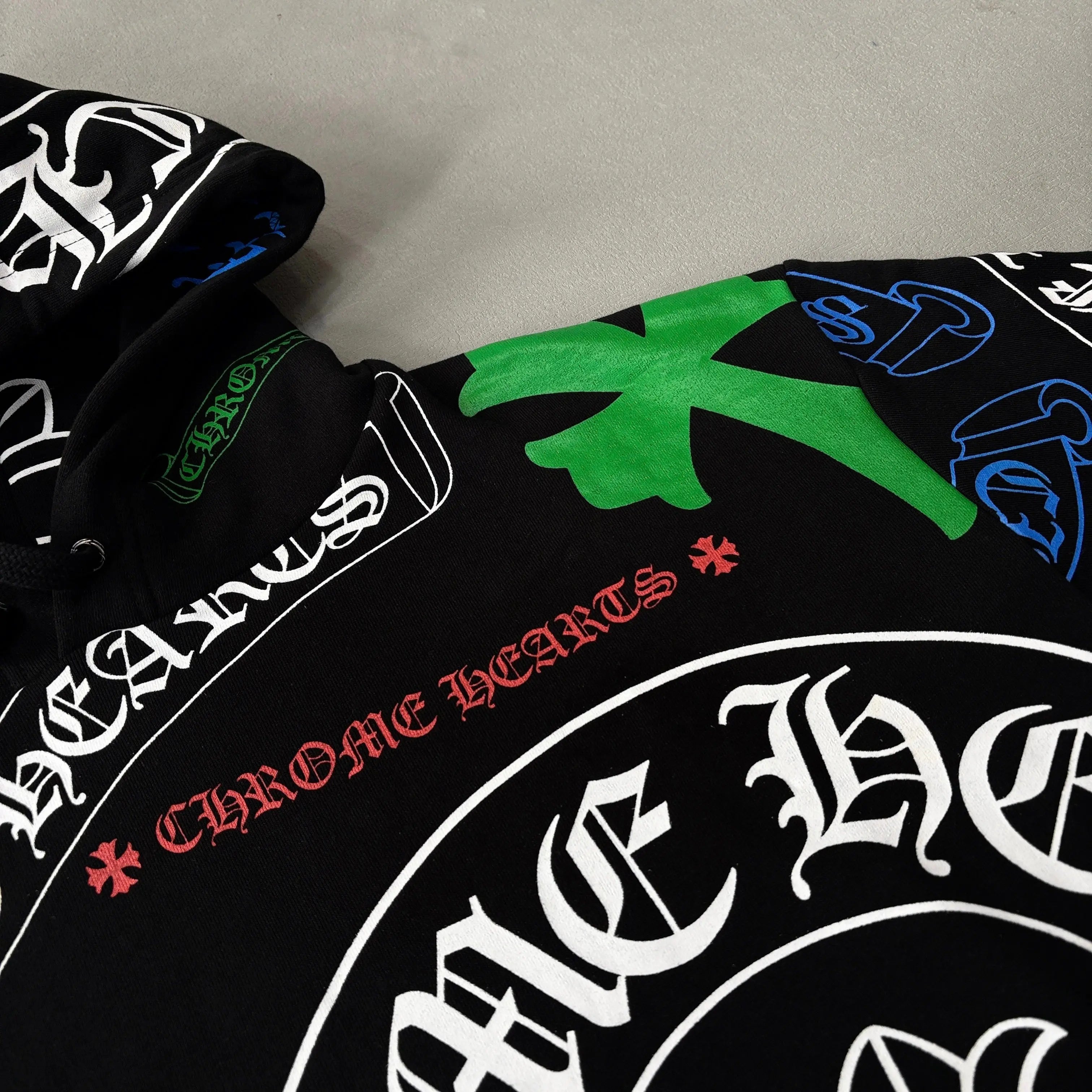 Chrome Hearts | Multi Logo Print Hoodie | Black | Rare Find Chrome Hearts