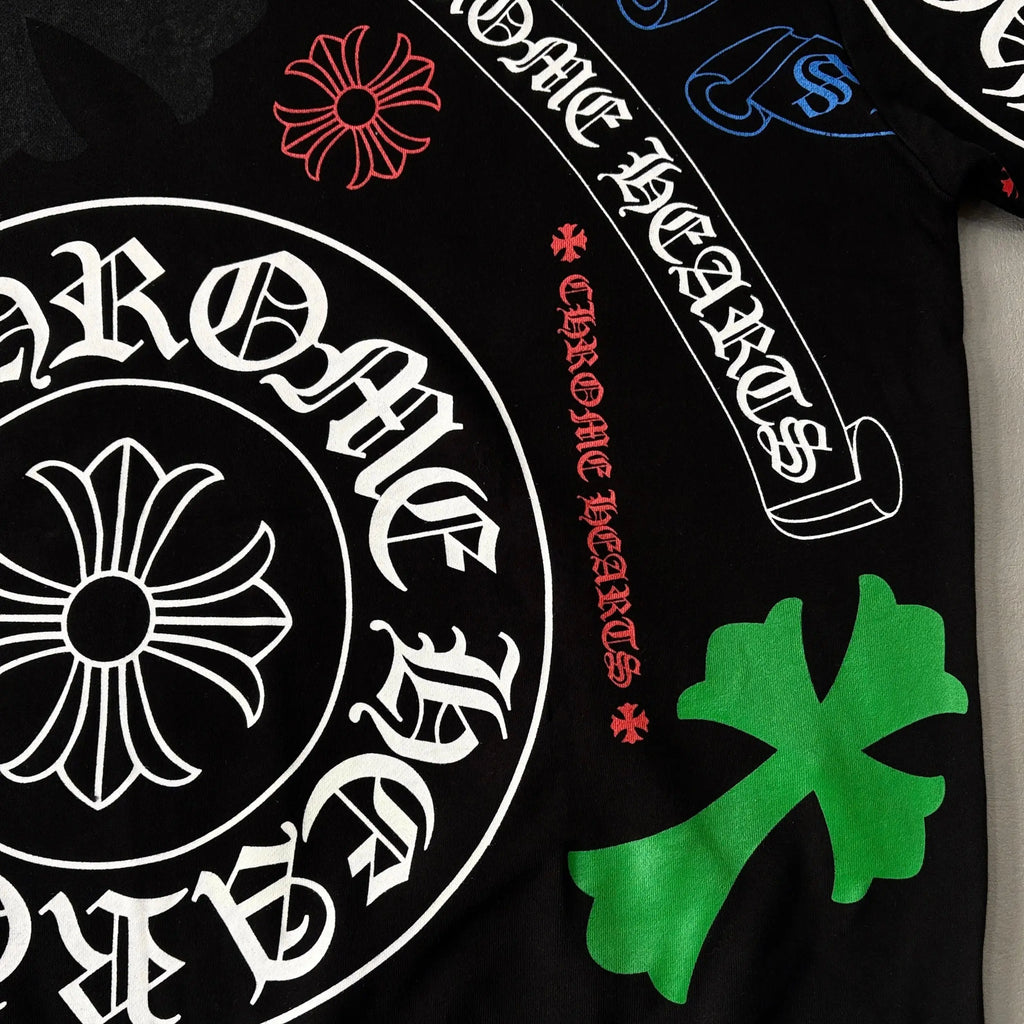 Chrome Hearts | Multi Logo Print Hoodie | Black | Rare Find Chrome Hearts
