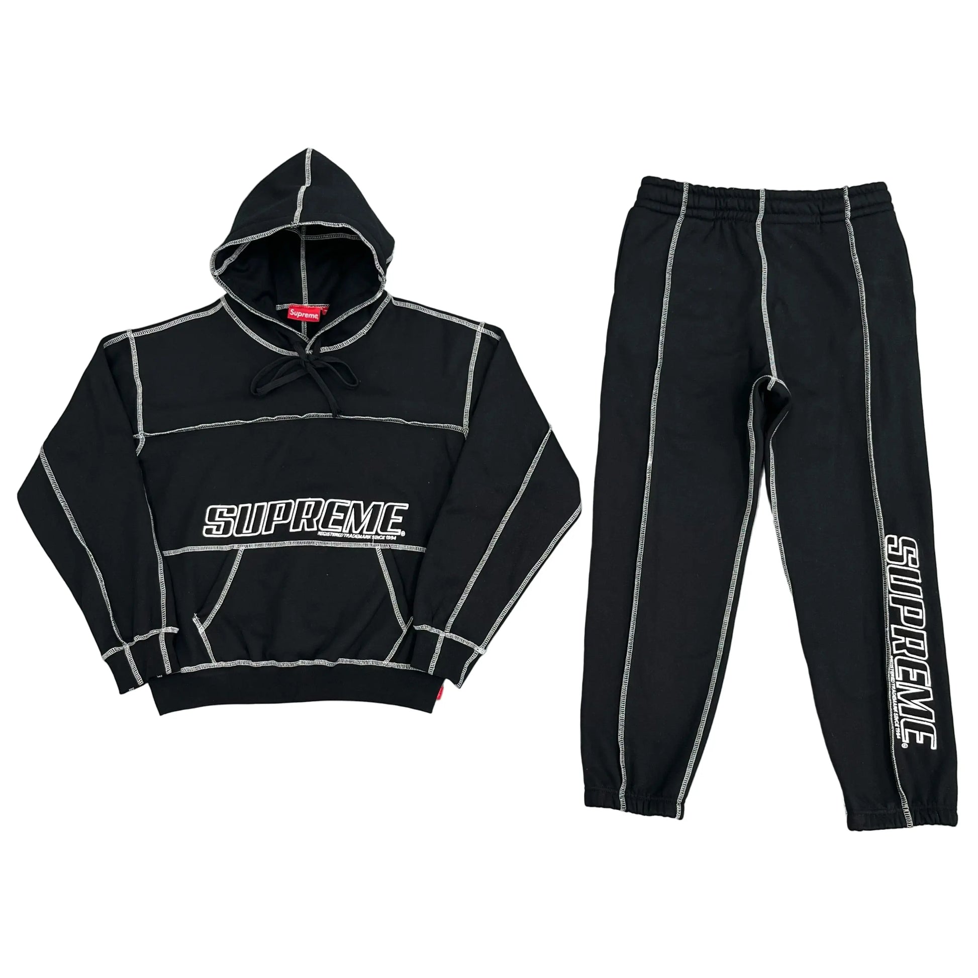 Supreme | Logo Hoodie + Sweatpants Set | Black Supreme