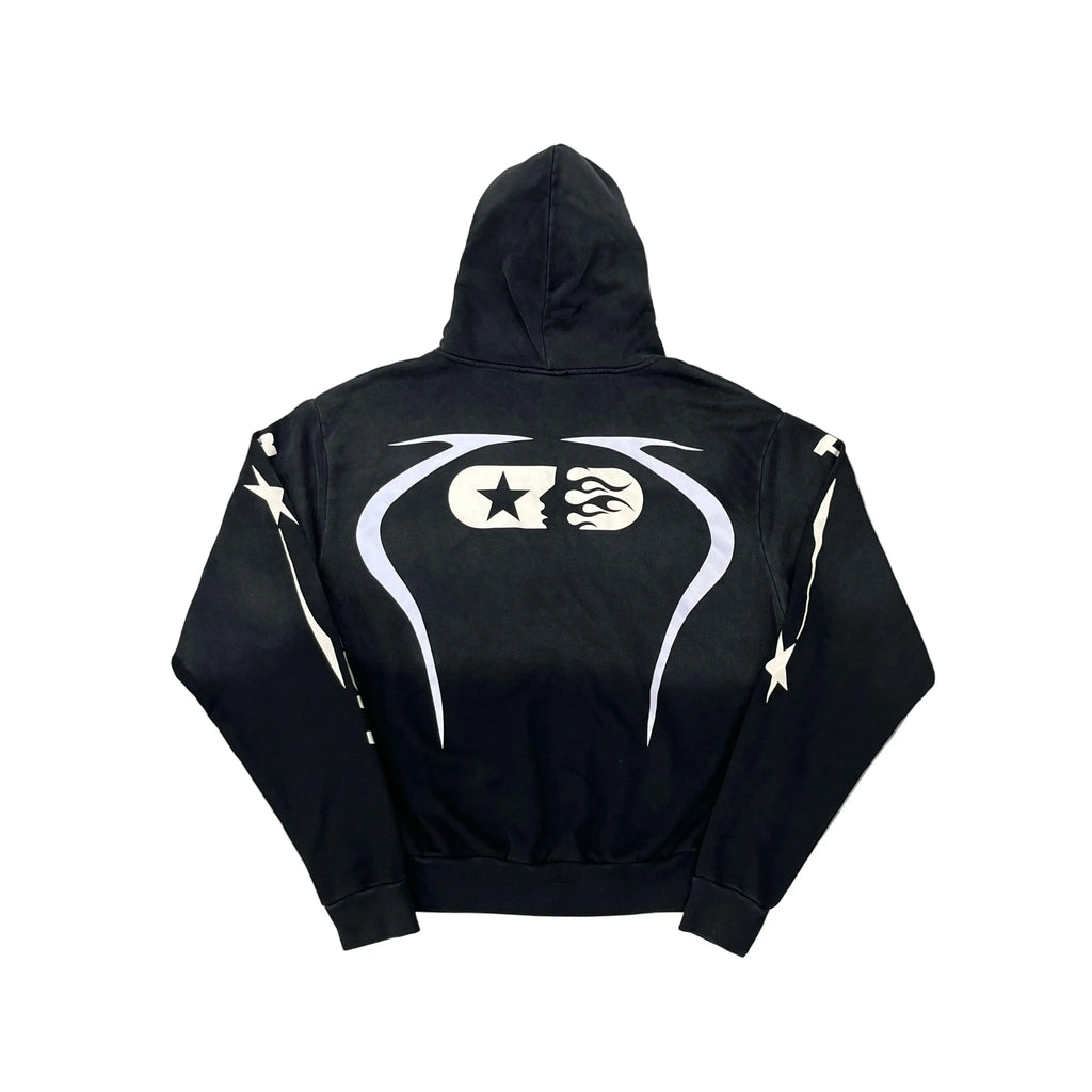 Sp5der | Logo Hoodie + Sweatpants Set | Black/White Hellstar