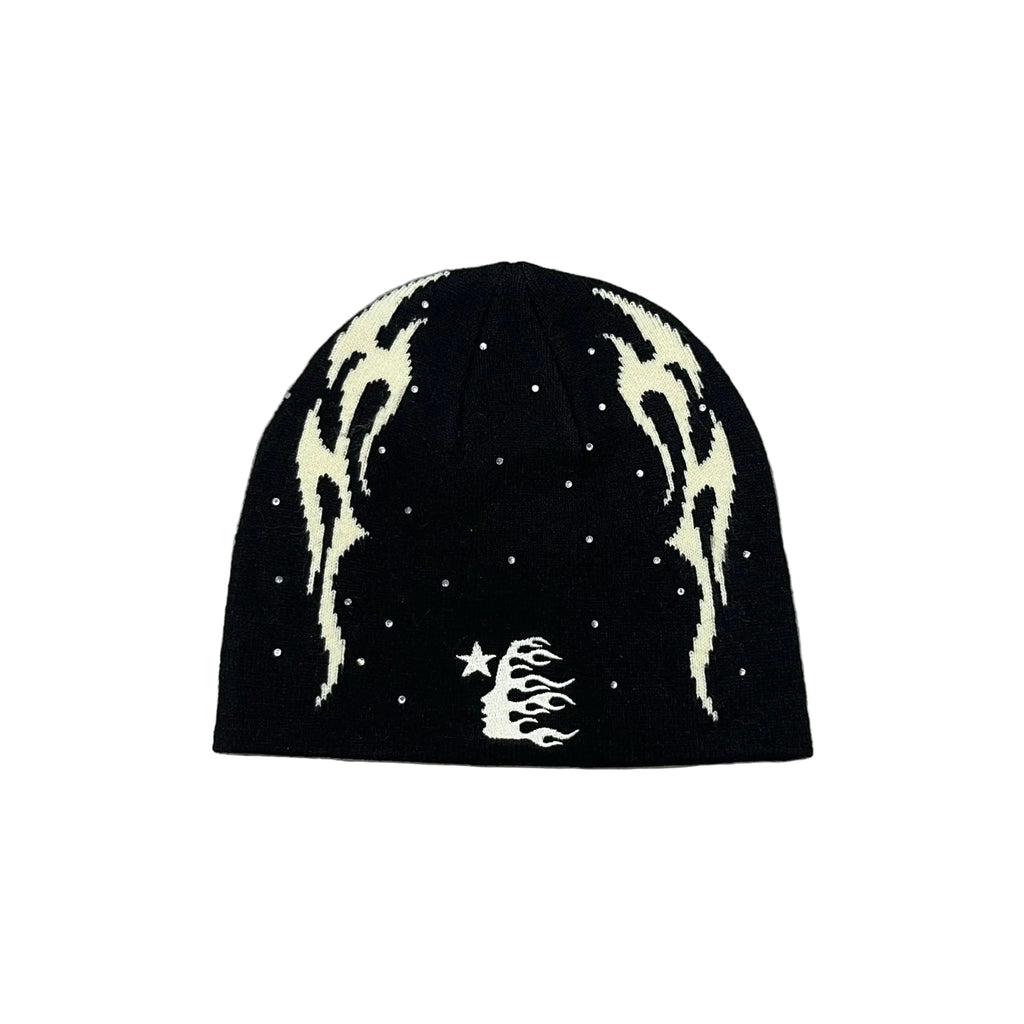 Hellstar Studios | Flame Head Logo Beanie | Black/White Hellstar