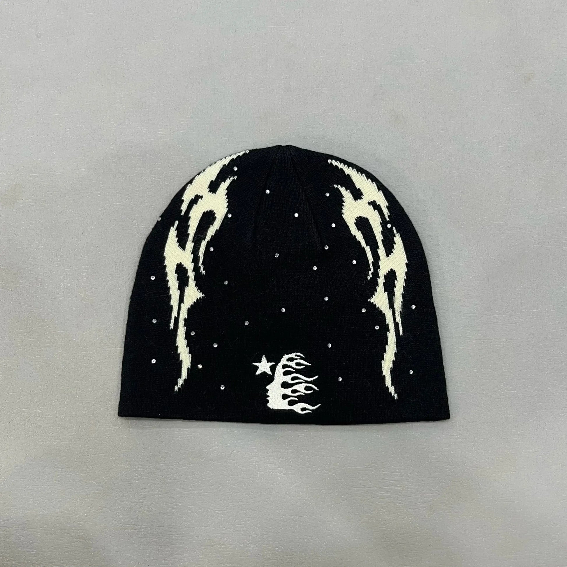 Hellstar Studios | Flame Head Logo Beanie | Black/White Hellstar