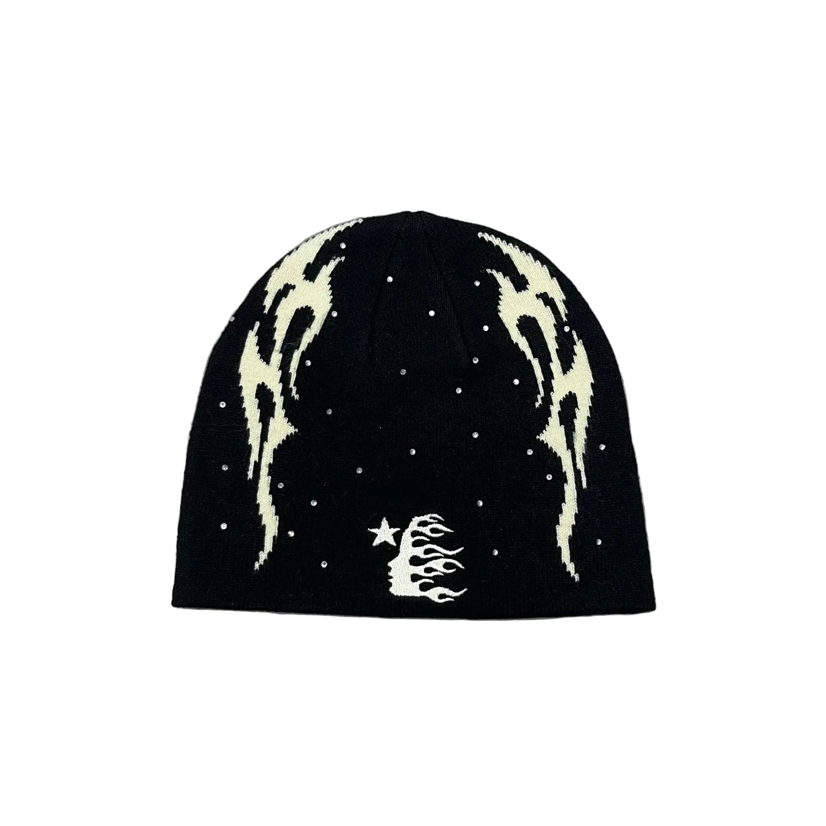 Hellstar Studios | Flame Head Logo Beanie | Black/White Hellstar