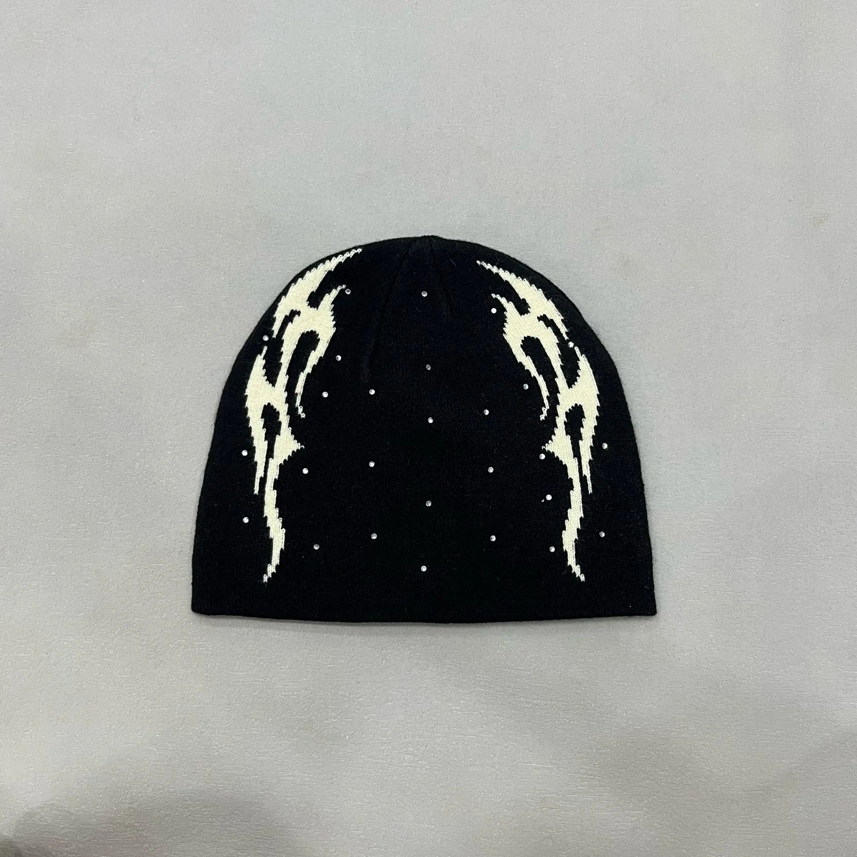 Hellstar Studios | Flame Head Logo Beanie | Black/White Hellstar