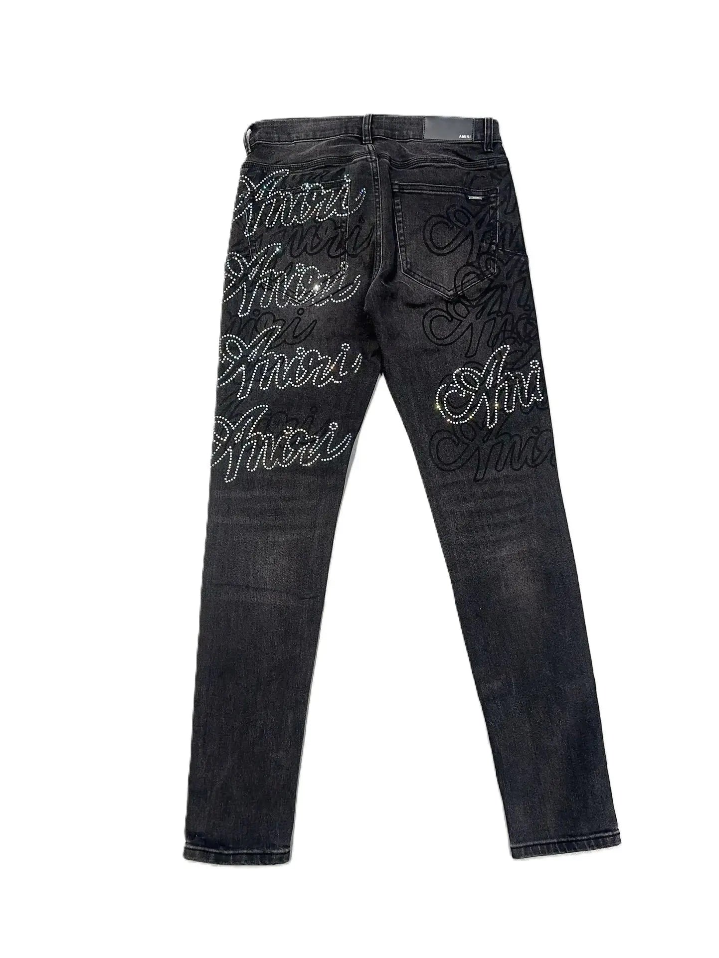 Amiri | Crystal Script Skinny Jeans | Vintage Black Denim Amiri