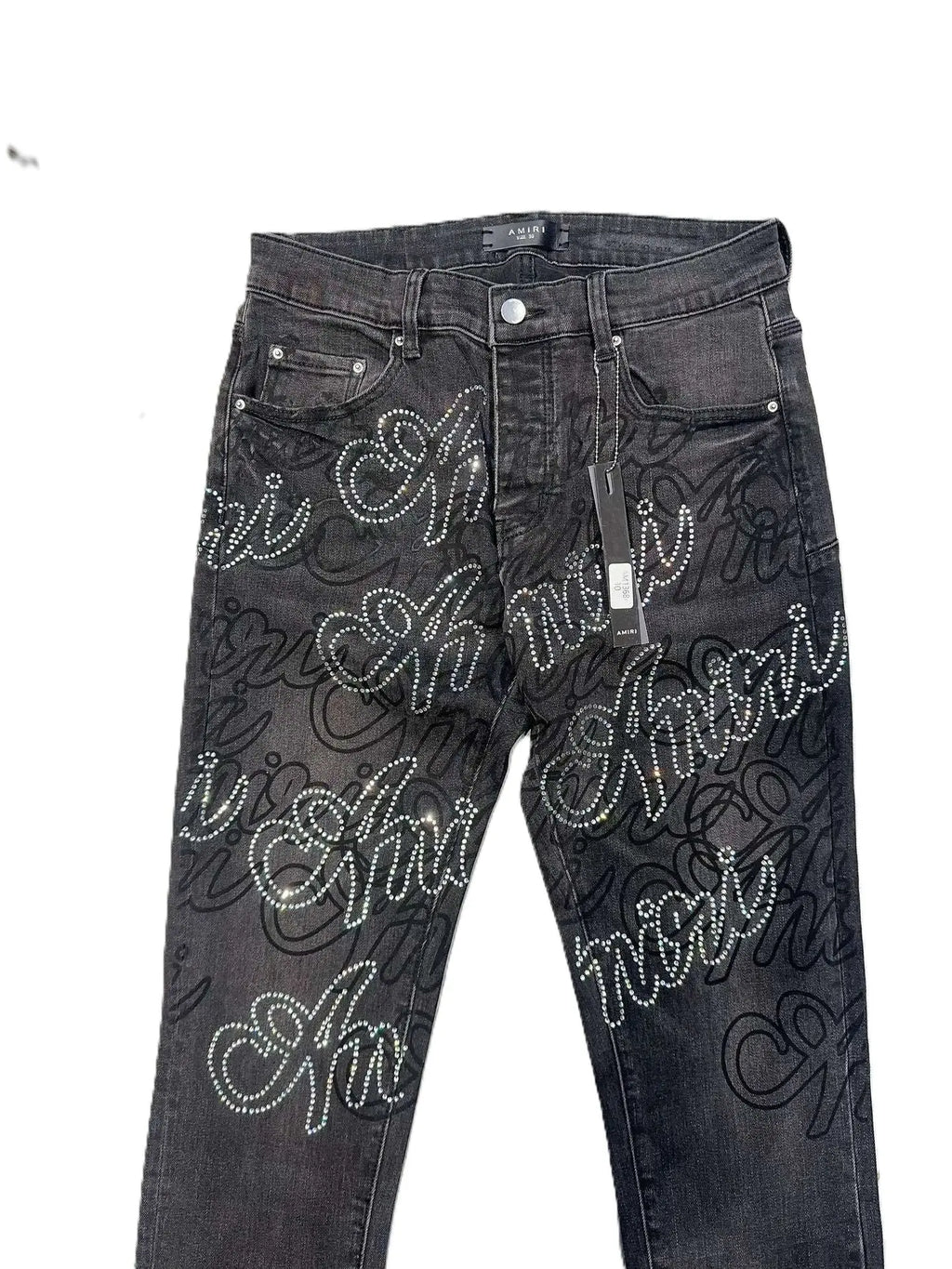 Amiri | Crystal Script Skinny Jeans | Vintage Black Denim Amiri
