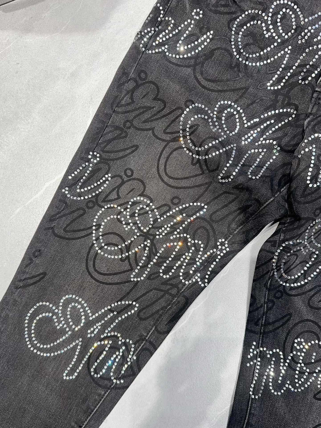 Amiri | Crystal Script Skinny Jeans | Vintage Black Denim Amiri