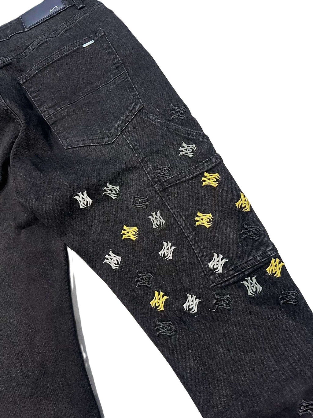 Amiri | Monogram Panel Carpenter Jeans | Aged Black Denim Amiri