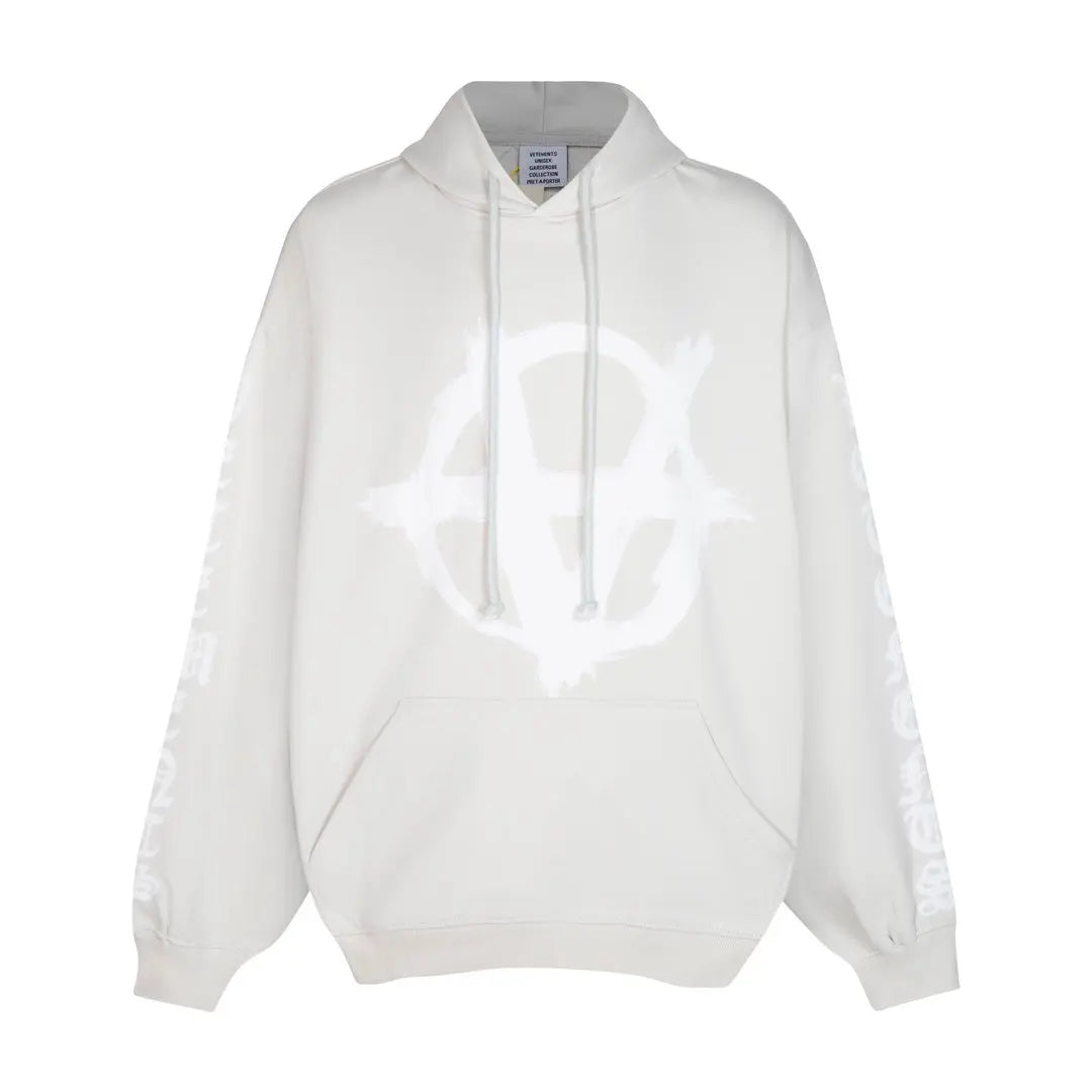 Vetements | Anarchy Logo Oversized Hoodie | Black & White Vetements