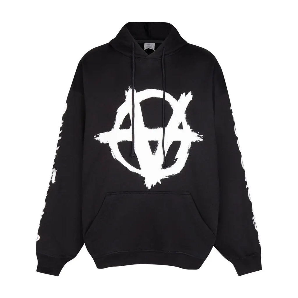 Vetements | Anarchy Logo Oversized Hoodie | Black & White Vetements
