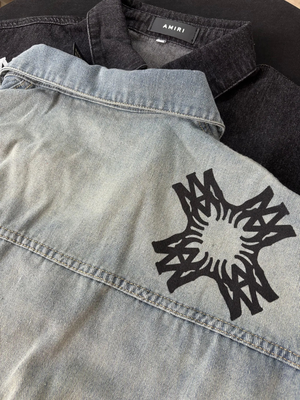 Amiri | Chemist Starburst Overshirt | Light & Aged Black Denim Amiri