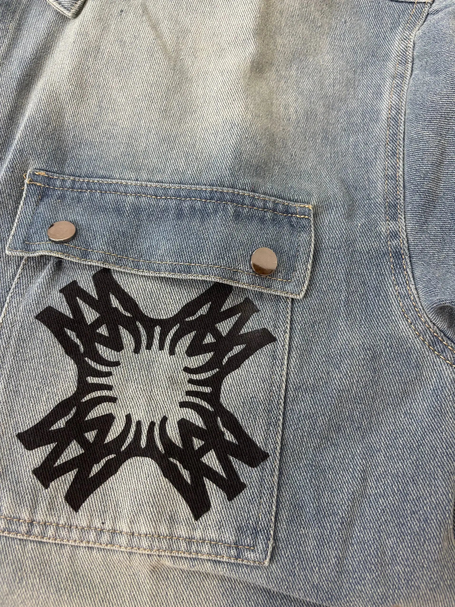 Amiri | Chemist Starburst Overshirt | Light & Aged Black Denim Amiri