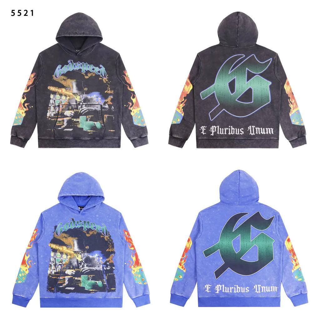 Godspeed | Casino Flames Hoodie | Black & Blue Godspeed