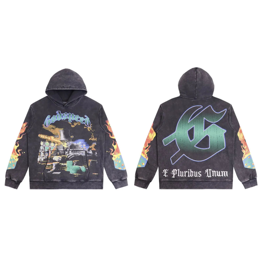 Godspeed | Casino Flames Hoodie | Black & Blue Godspeed