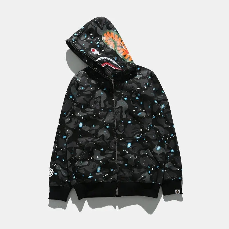 BAPE | Shark Full Zip Hoodie Black Camo | WGM & Tiger Patch UndergroundDesignerPlug