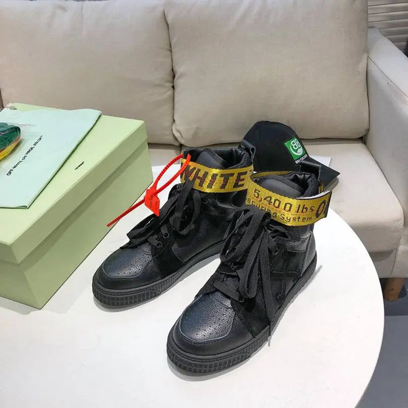 Off-White | Industrial Belt Strap High-Top Sneakers | White/Red or Black/Yellow Off-White