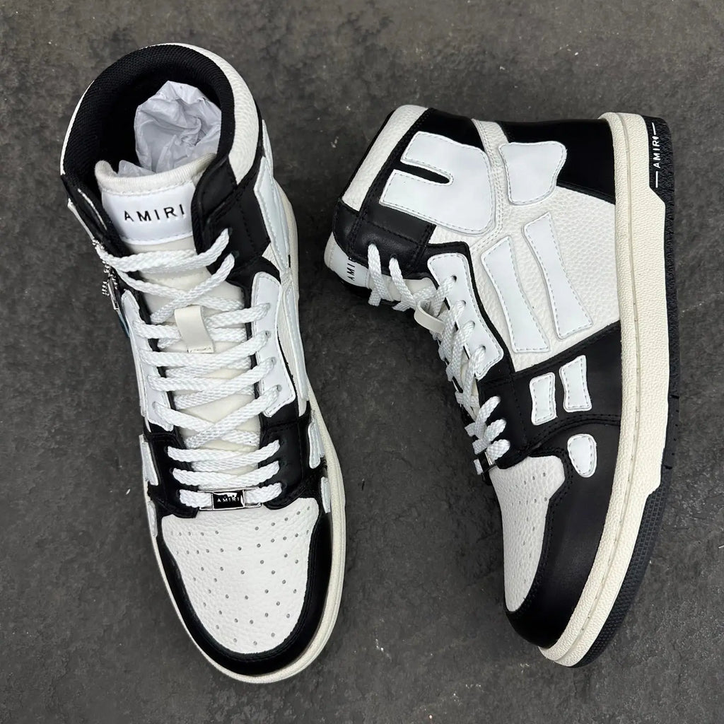 Amiri | Skel-Top High Leather Sneaker | Bandana Blue, Bandana Orange, or Black/White Amiri