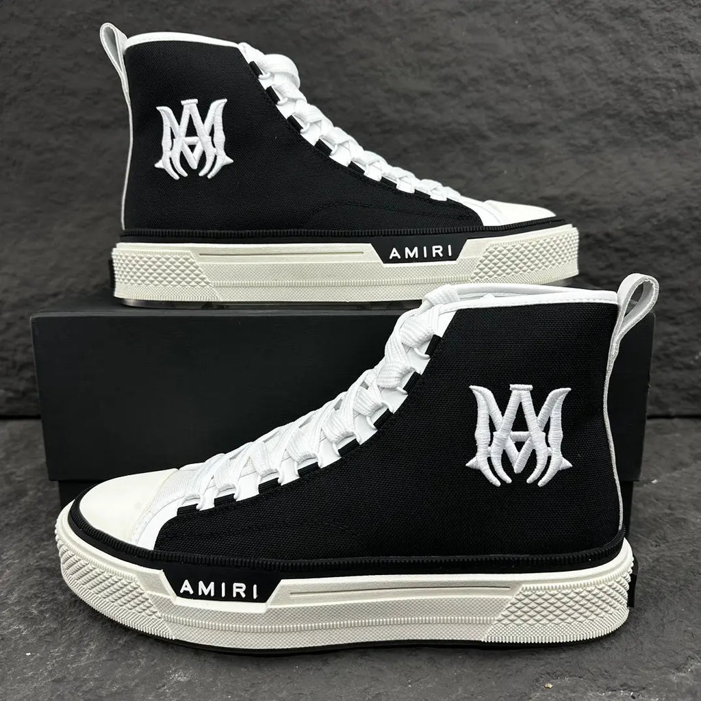 Amiri | Skel-Top Canvas High Sneaker | Black & White Amiri