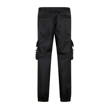 Prada | Re-Nylon Technical Cargo Pants | Black | Triangle Logo & Buckle Strap Detailing Prada
