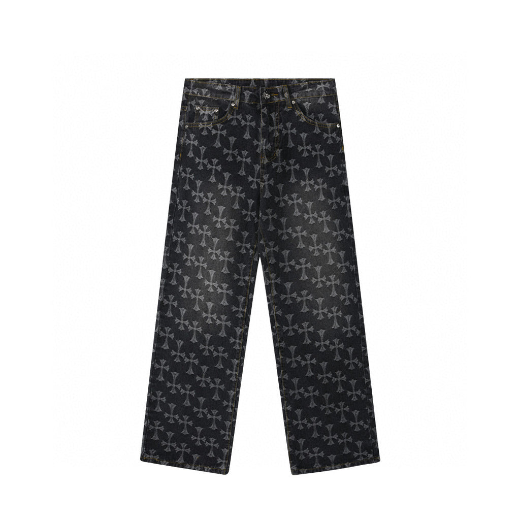 Chrome Hearts | Allover Jacquard Denim Jeans | Black