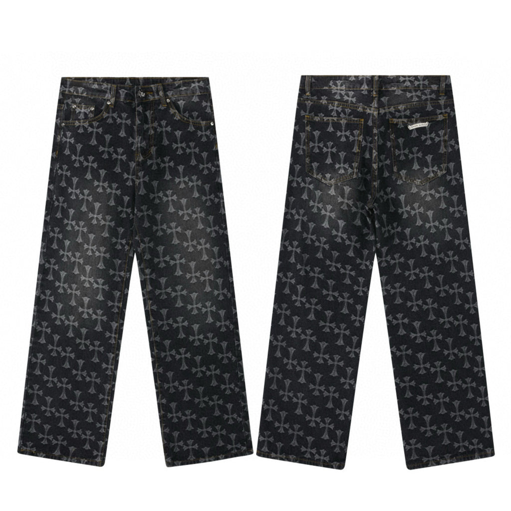 Chrome Hearts | Allover Jacquard Denim Jeans | Black