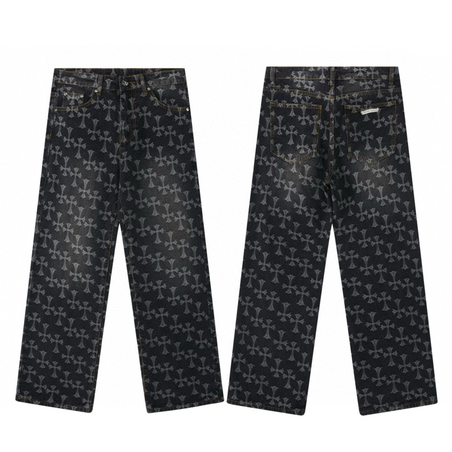 Chrome Hearts | Allover Jacquard Denim Jeans | Black
