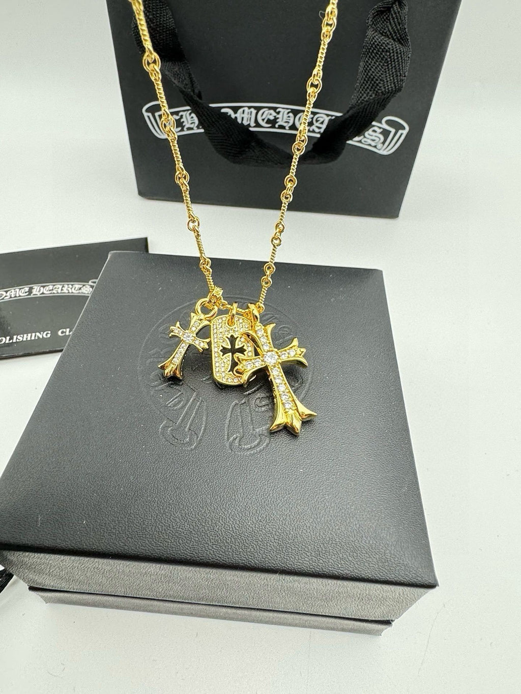 Chrome Hearts | 22K Gold or Silver Cross & Diamond Pendant Necklace