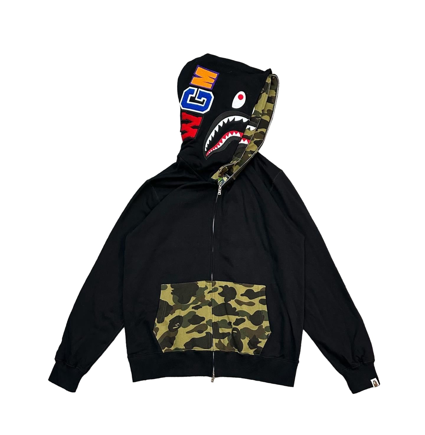 Bape | Shark Full-Zip Hoodie | Black & Grey Camo Pocket