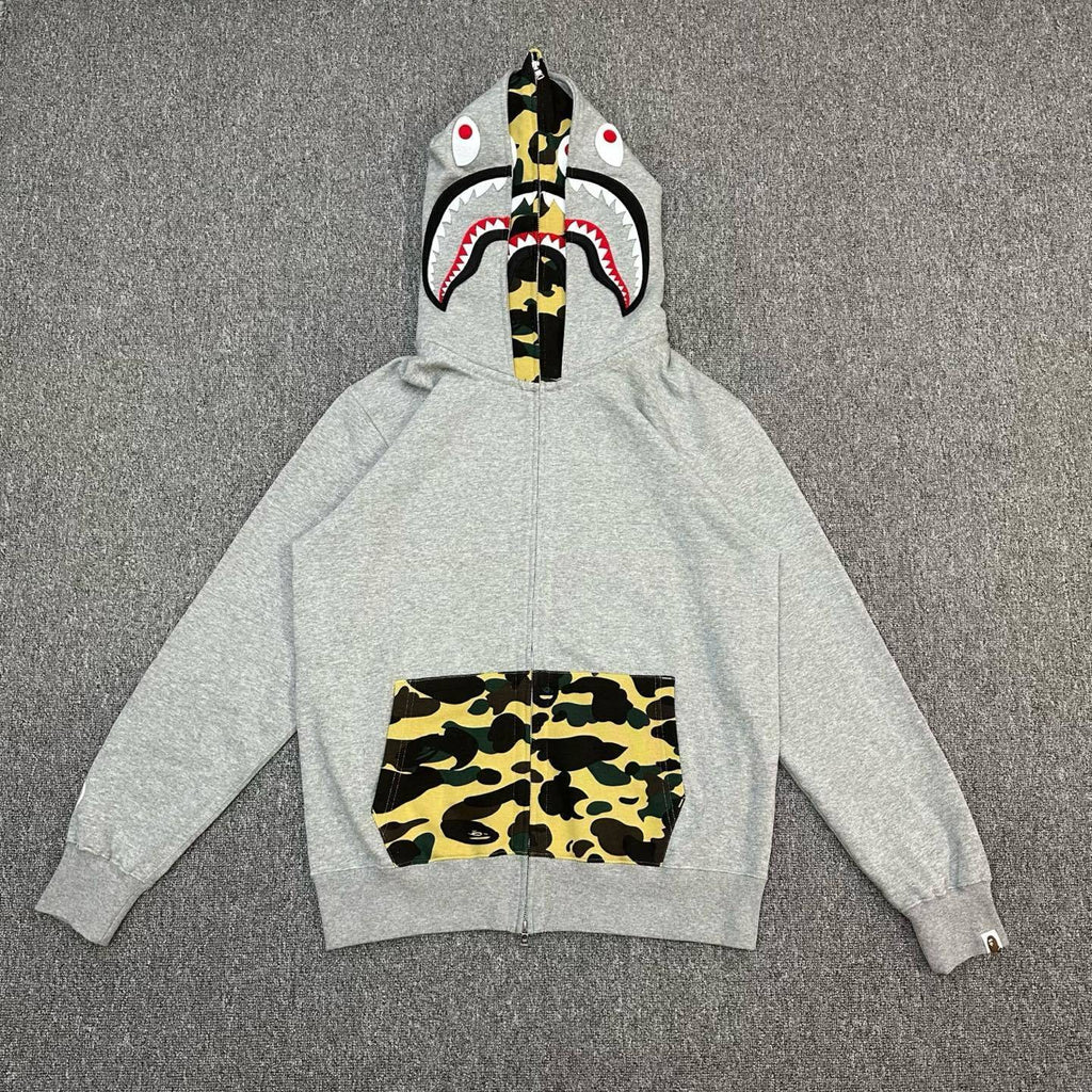 Bape | Shark Full-Zip Hoodie | Black & Grey Camo Pocket
