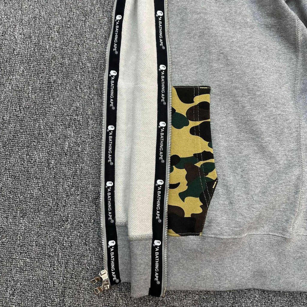 Bape | Shark Full-Zip Hoodie | Black & Grey Camo Pocket