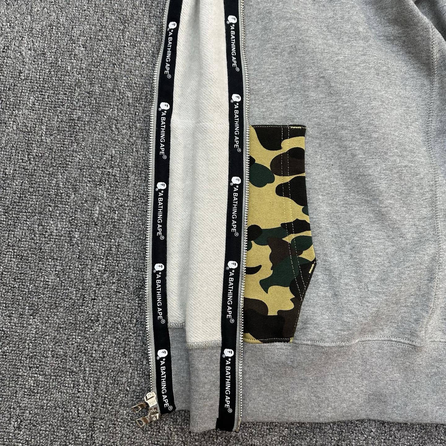 Bape | Shark Full-Zip Hoodie | Black & Grey Camo Pocket
