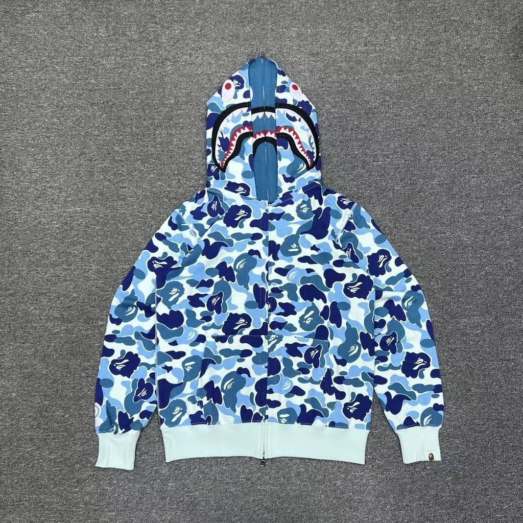 BAPE | Shark Full Zip Camo Hoodie | Pink, Blue, Green