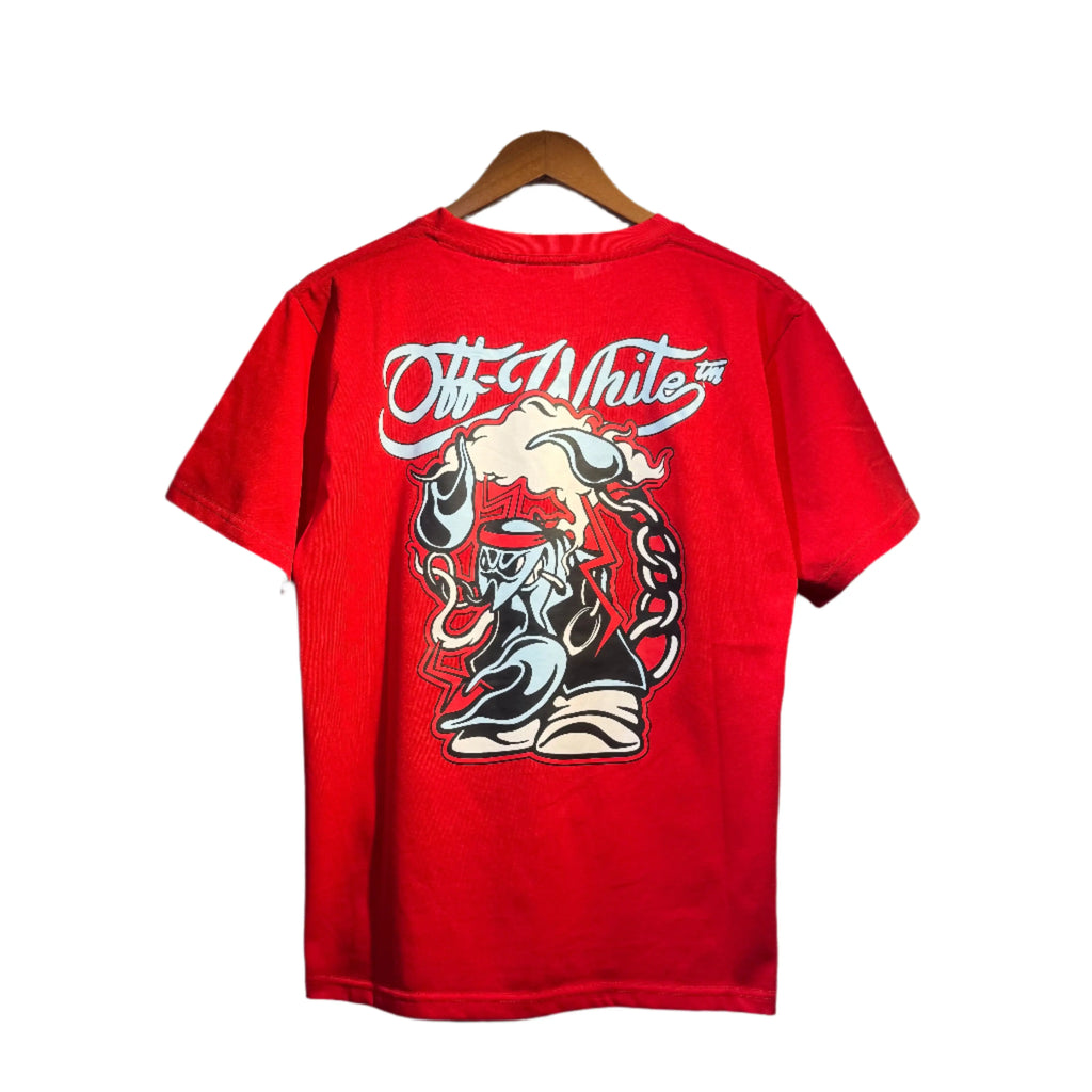 Off White | Retro Anime Graphic Tee | Red, White, or Two-Tone Off-White