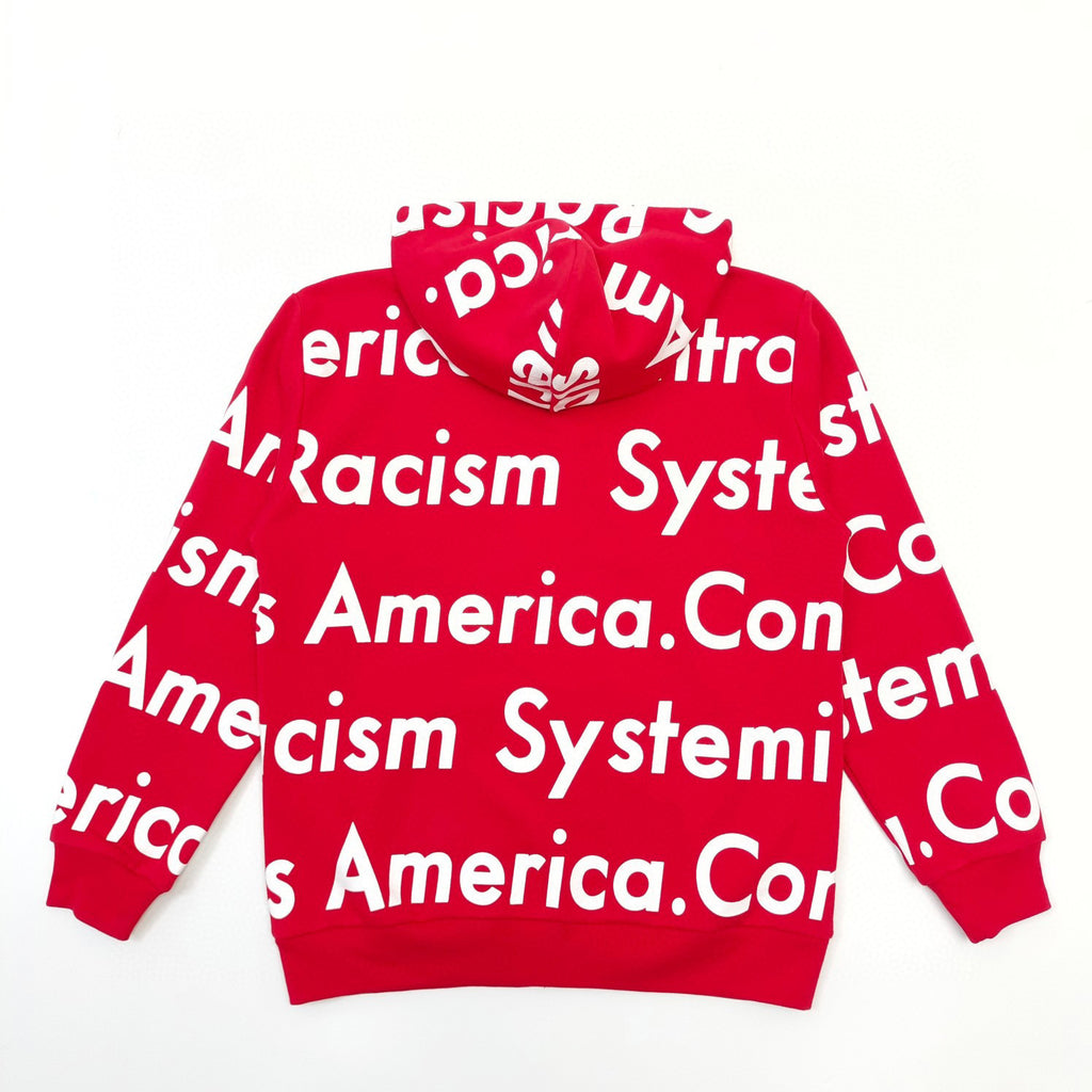 Denim Tears x Arthur Rafa | Systemic Racism Controls America Zip Up Hoodie | Red/White